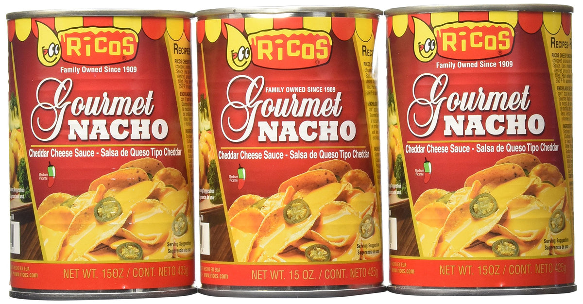 Ricos Gourmet Nacho Cheddar Cheese Sauce with Jalapenos (Pack of 3) 15 oz Cans