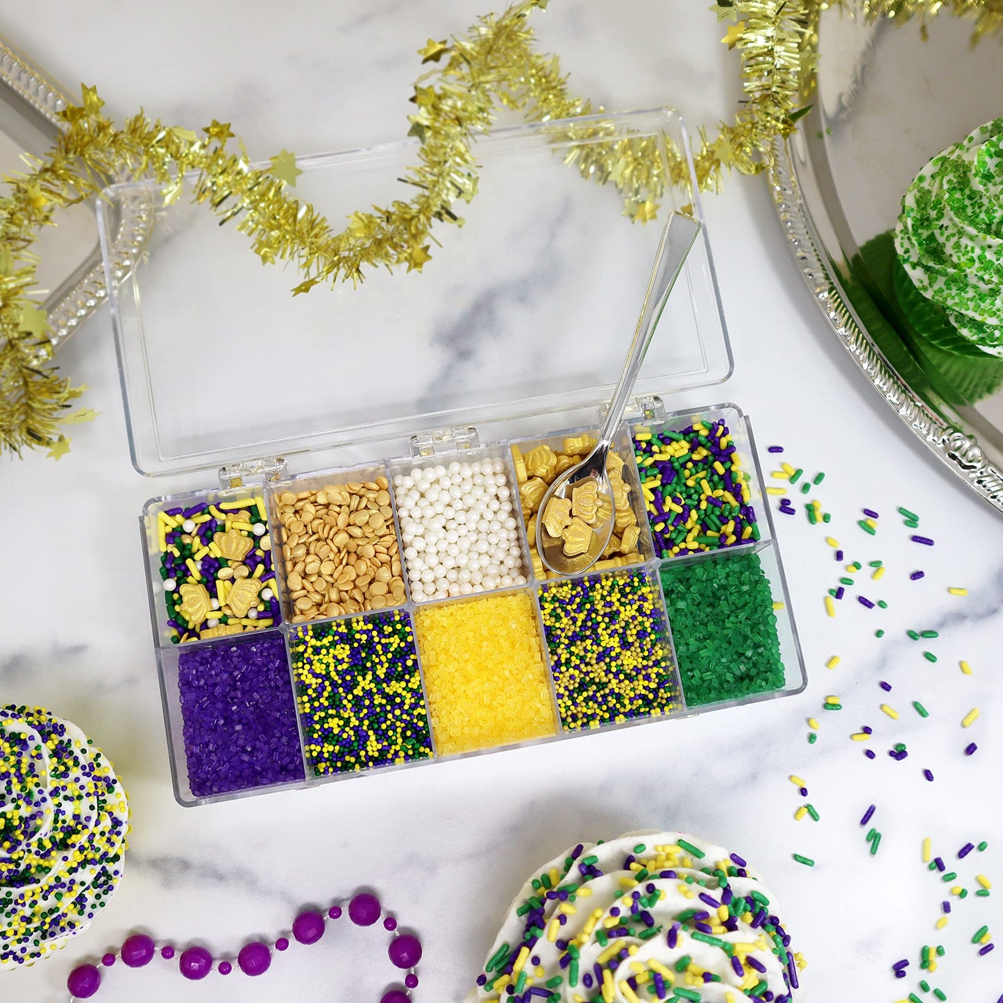 Mystic Sprinkles Mardi Gras Sprinkle Mixes (Mardi Gras Sprinkle Decorating Kit 6.9Oz)