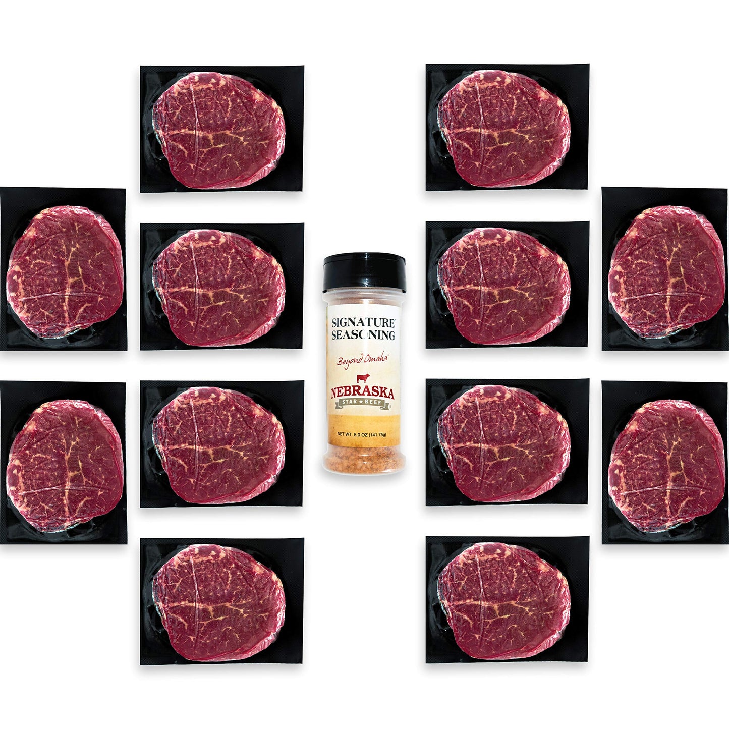 Nebraska Star Beef High Quality Steaks - 12 Packs With Signature Seasoning (12-8Oz Filet Mignon)