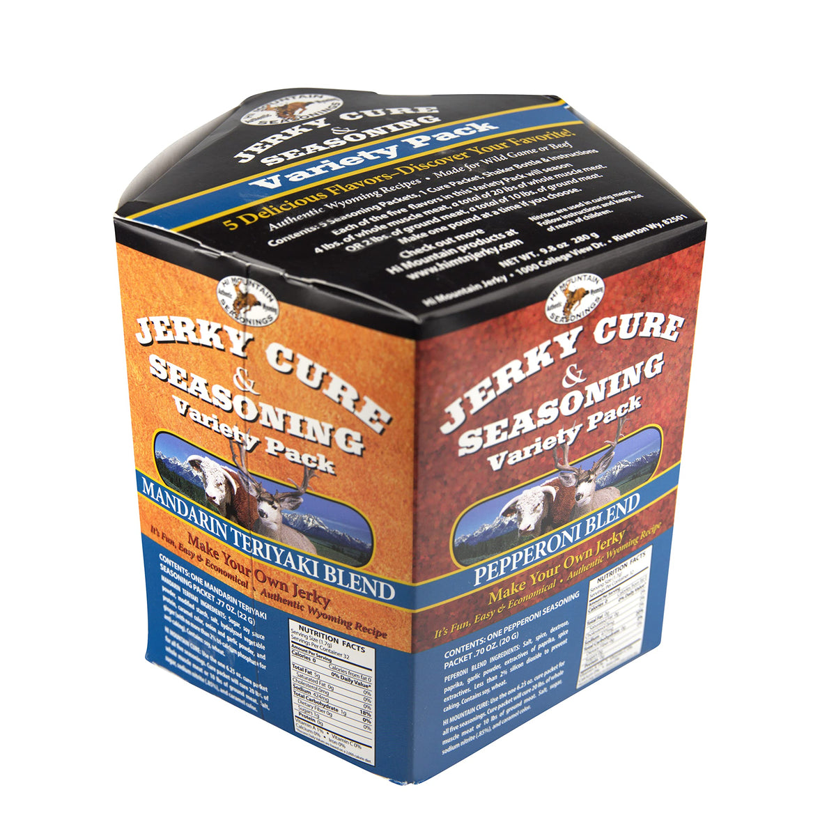 Hi Mountain Jerky Seasoning and Cure Kit | VARIETY PACK #2 | Flavors: Mandarin Teriyaki, Pepperoni, Sweet & Spicy, Inferno, & Pe