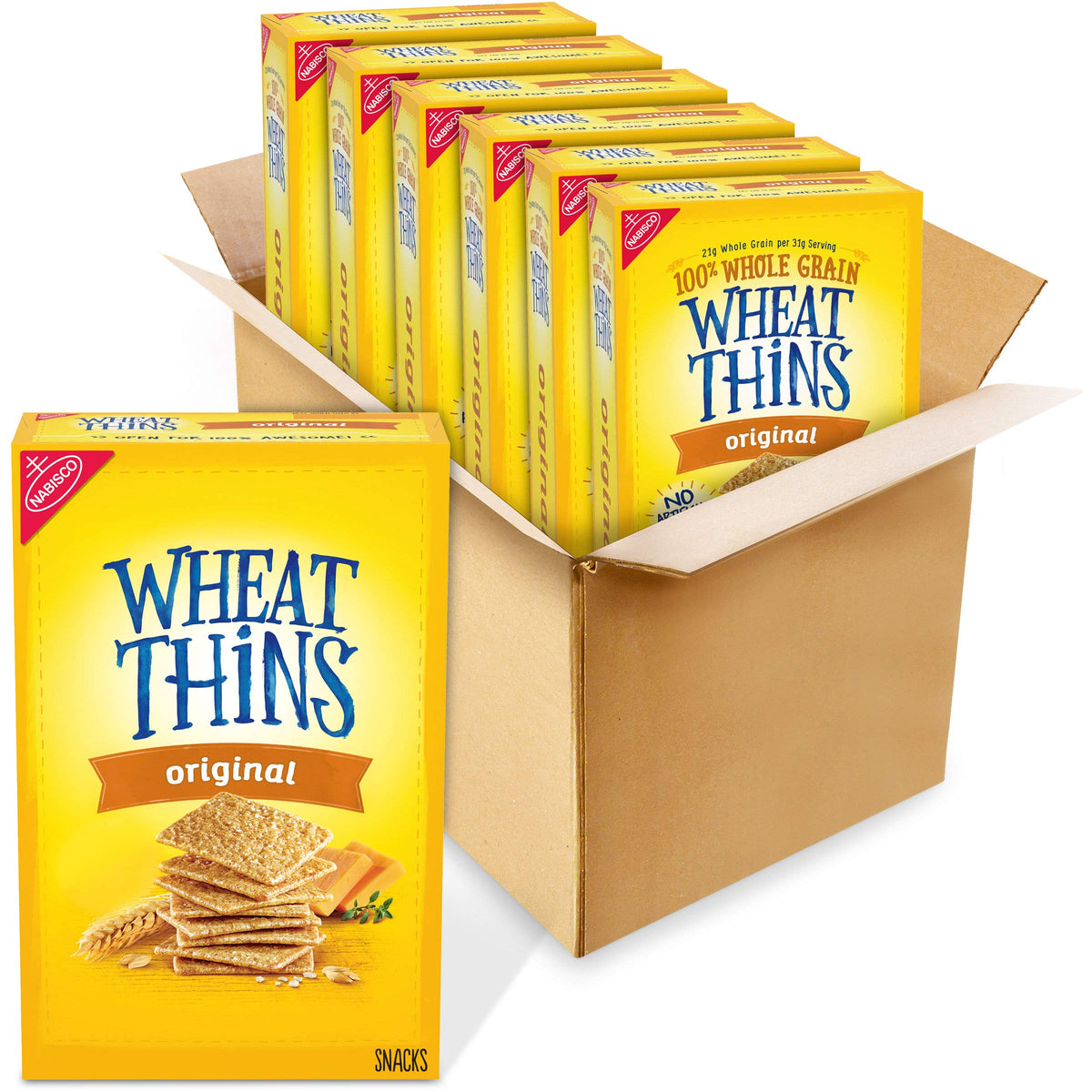 Wheat Thins Original Whole Grain Wheat Crackers, 6 - 9.1 Ounce Boxes (Pack Of 6)