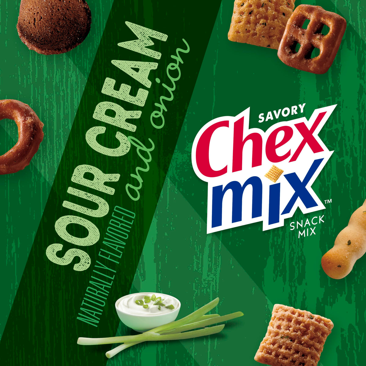 Chex Mix Snack Mix, Sour Cream and Onion, 8 oz Bag