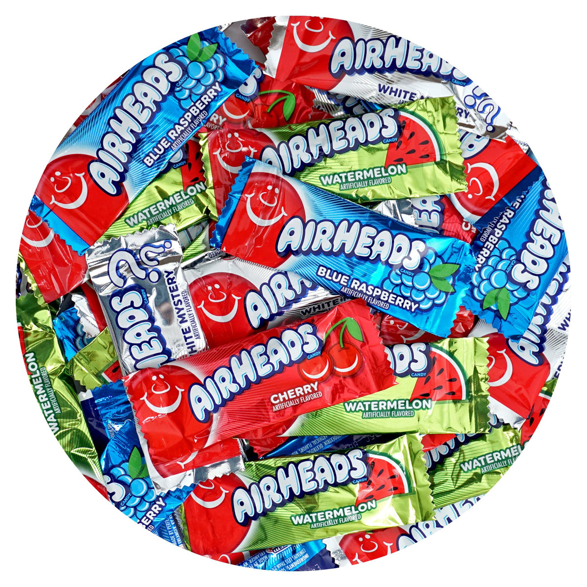 Airheads Candy Mini Bars, Assorted Flavors, 2 Pounds (Approx. 70 Pieces) Airheads Bulk Bag, Individually Wrapped Candy, Mini Air