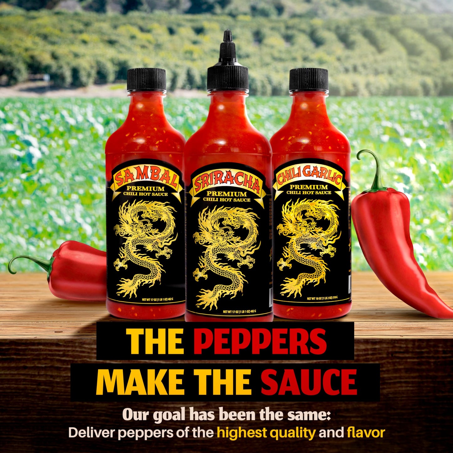 Underwood Ranches Limited Edition Dragon Collection Bundle - Sambal, Chili Garlic & Sriracha Flavor, Perfect For Any Dish! - Mad