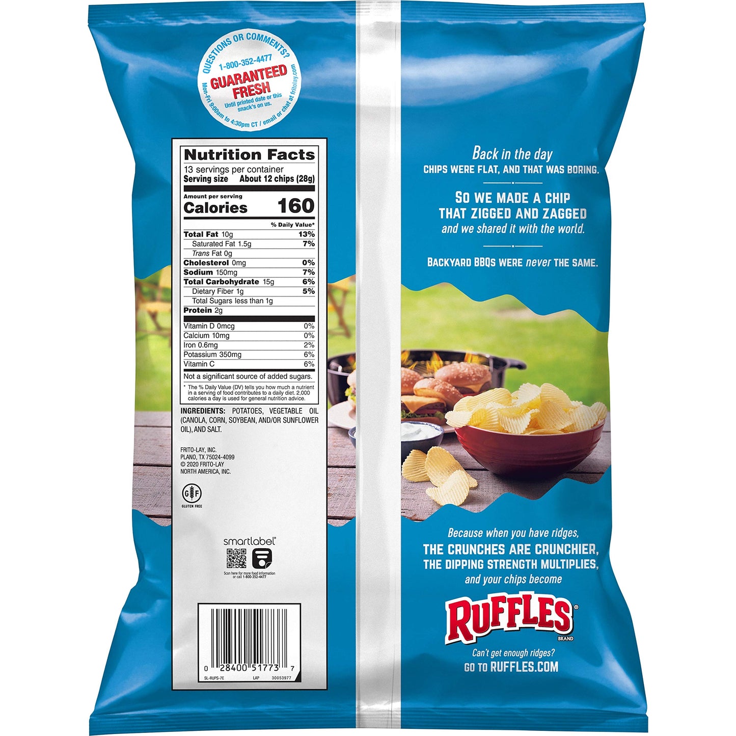 Ruffles Potato Chips, Original, 13oz Party Size Bag