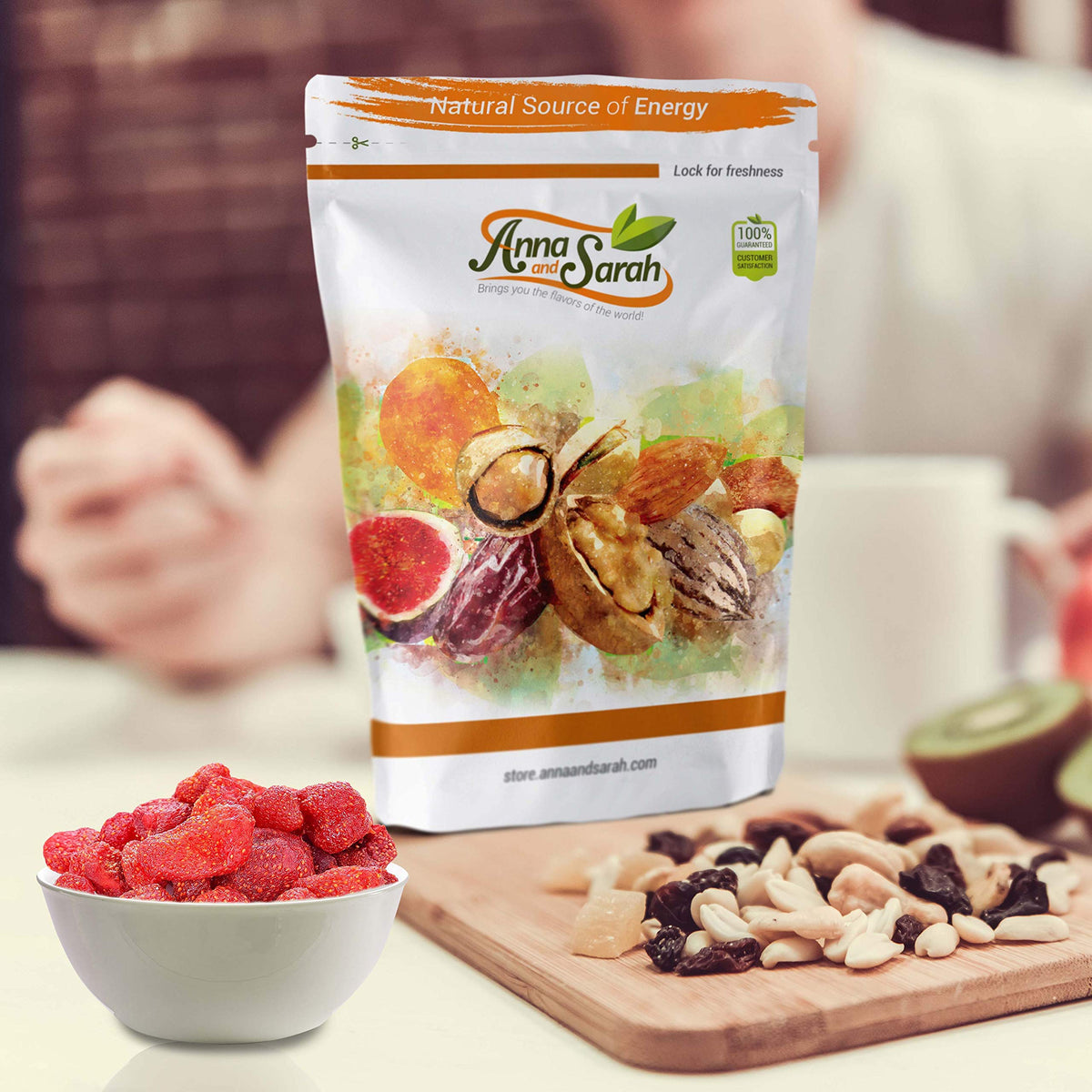 Anna and Sarah Dried Strawberries in Resealable Bag, 1 Lb