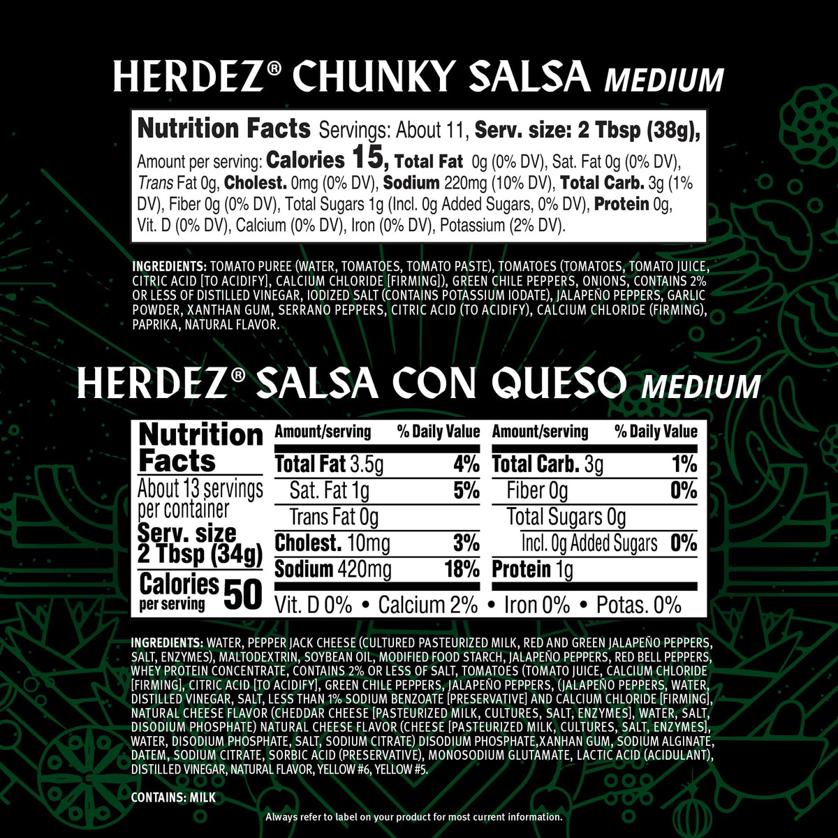 HERDEZ Salsa Dipping Variety 3 Pack - (2) Chunky Medium, (1) Salsa Con Queso Medium - Authentic Mexican Flavor Dips for Chips
