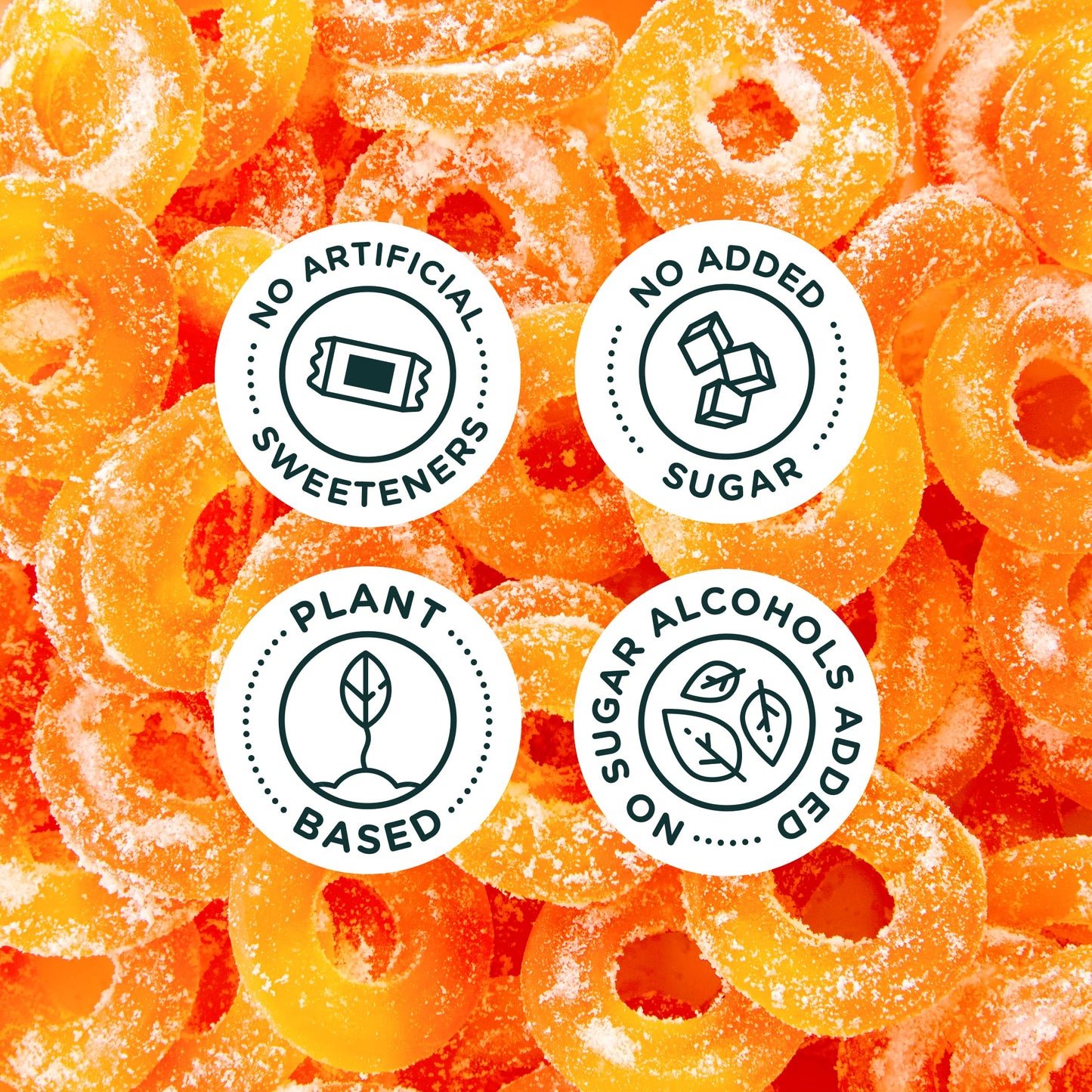 Smartsweets Peach Rings, Low Sugar Gummy Candy (3G), Low Calorie (130), Gluten-Free -1.8Oz (Pack Of 12) Packaging May Vary