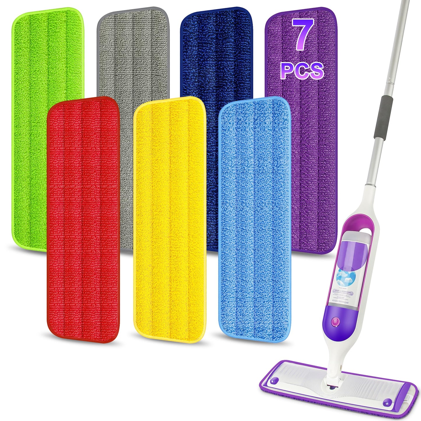 7 Pack Reusable Mop Pads For Swiffer Power Mop - Mexerris Microfiber Mop Pads Refills Household Replacement Mop Pads Hard Wood F