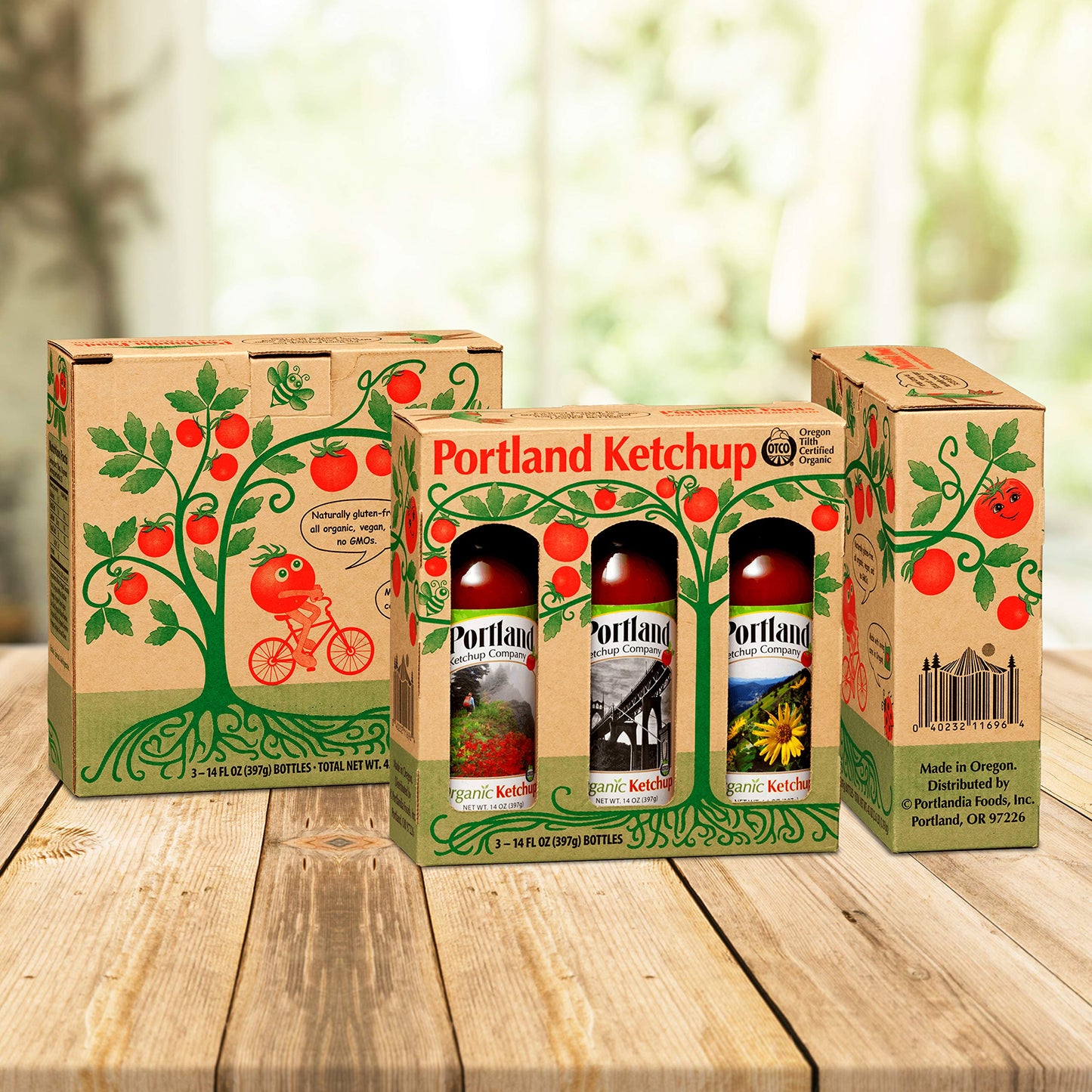 Portland Organic Ketchup Gift Box by Portlandia Foods (14 fl oz - pack of 3) Naturally Gluten-free, Vegan, non-GMO, USDA Organic
