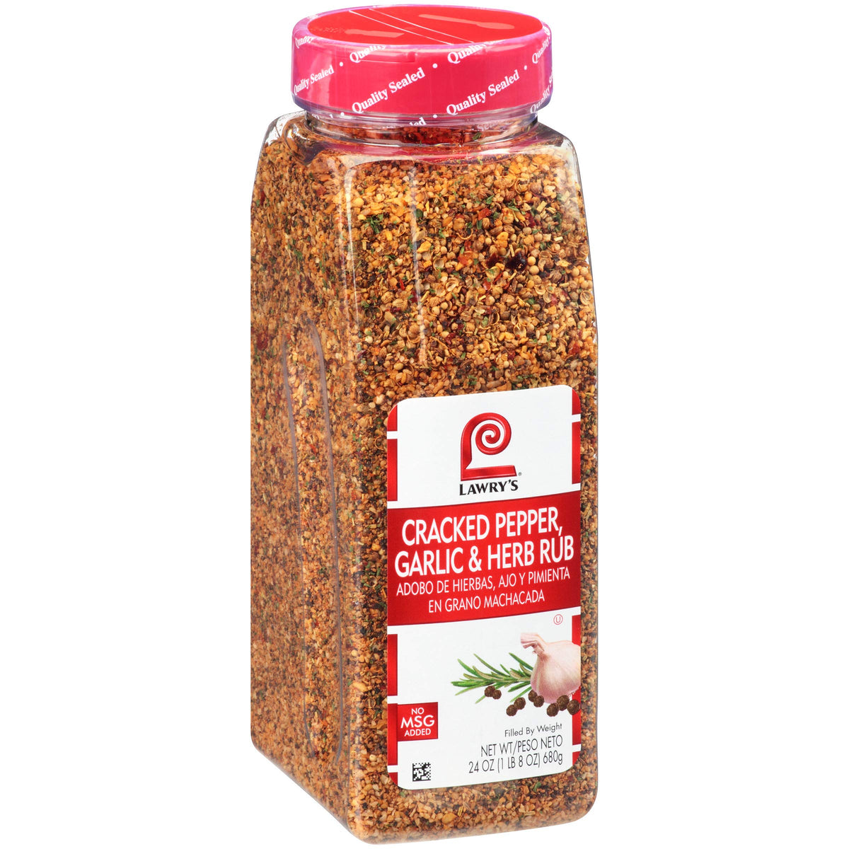Lawrys  ed Pepper, Garlic & Herb Rub, 24 oz - One 24 Ounce Container of Garlic Pepper Rub for a Peppery Spicy Flavor, Perfect Seasoning for Beef and Pork