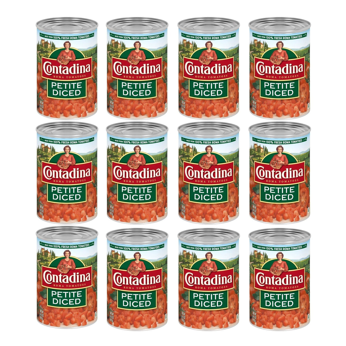 CONTADINA Petite Cut Diced Tomatoes  12 Pack  14.5 oz Can  Red