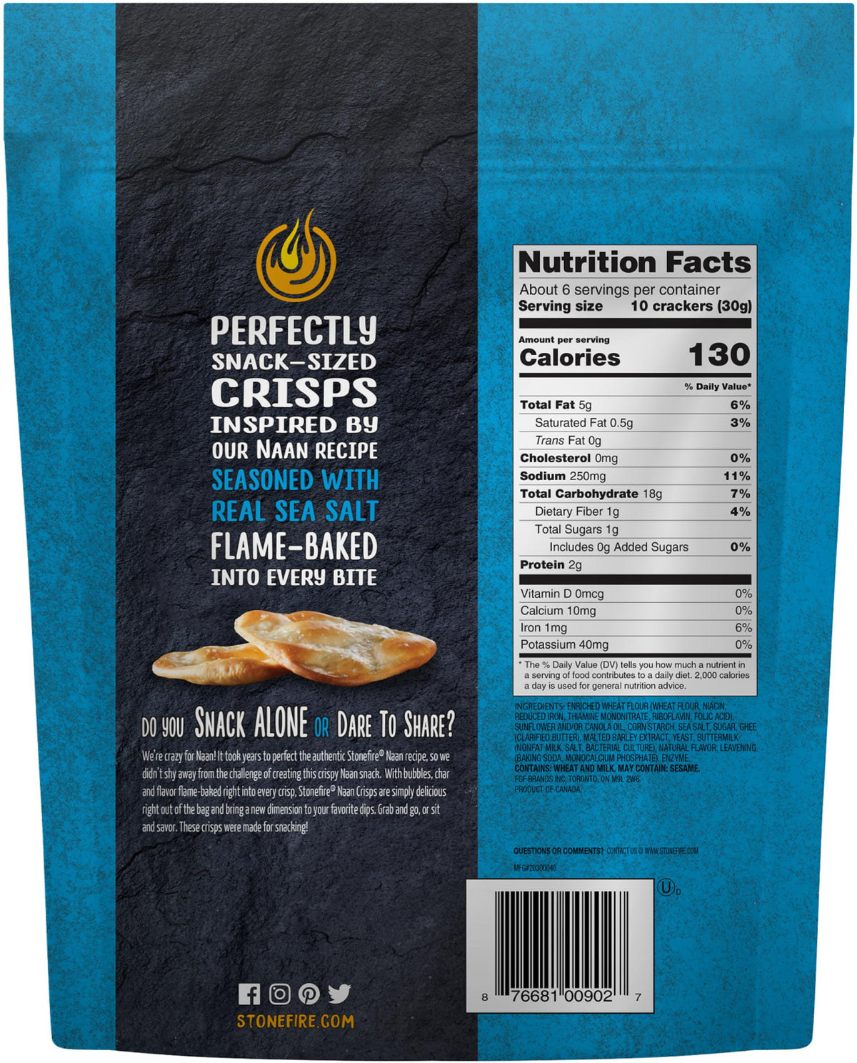 Stonefire Sea Salt Naan Crisps, 6 Ounce (Pack Of 6)