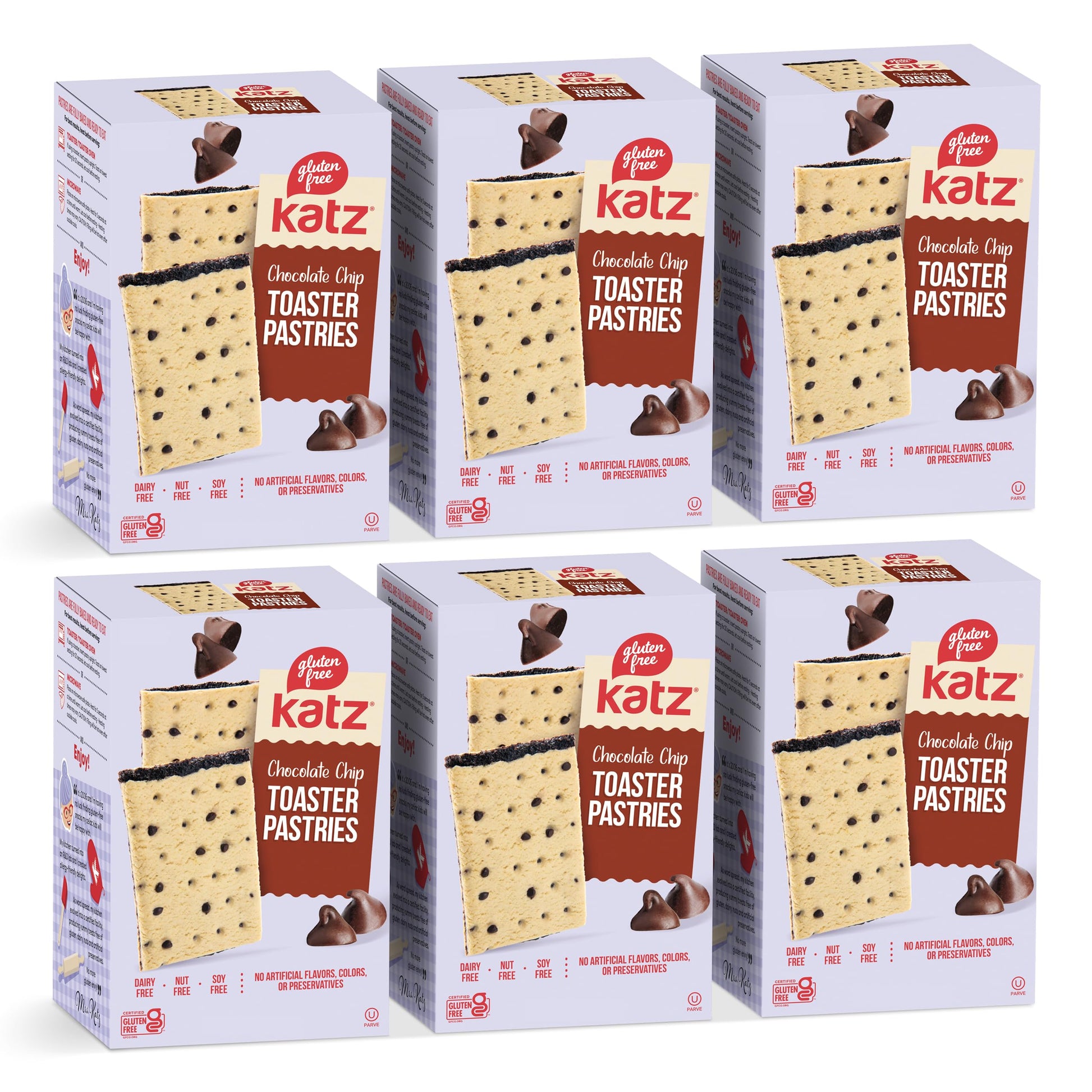 Katz Gluten Free Toaster Pastries. Chocolate Chip. Easy Breakfast Food Or Anytime Snacks For Adults & Kids. Sesame Free, Dairy F