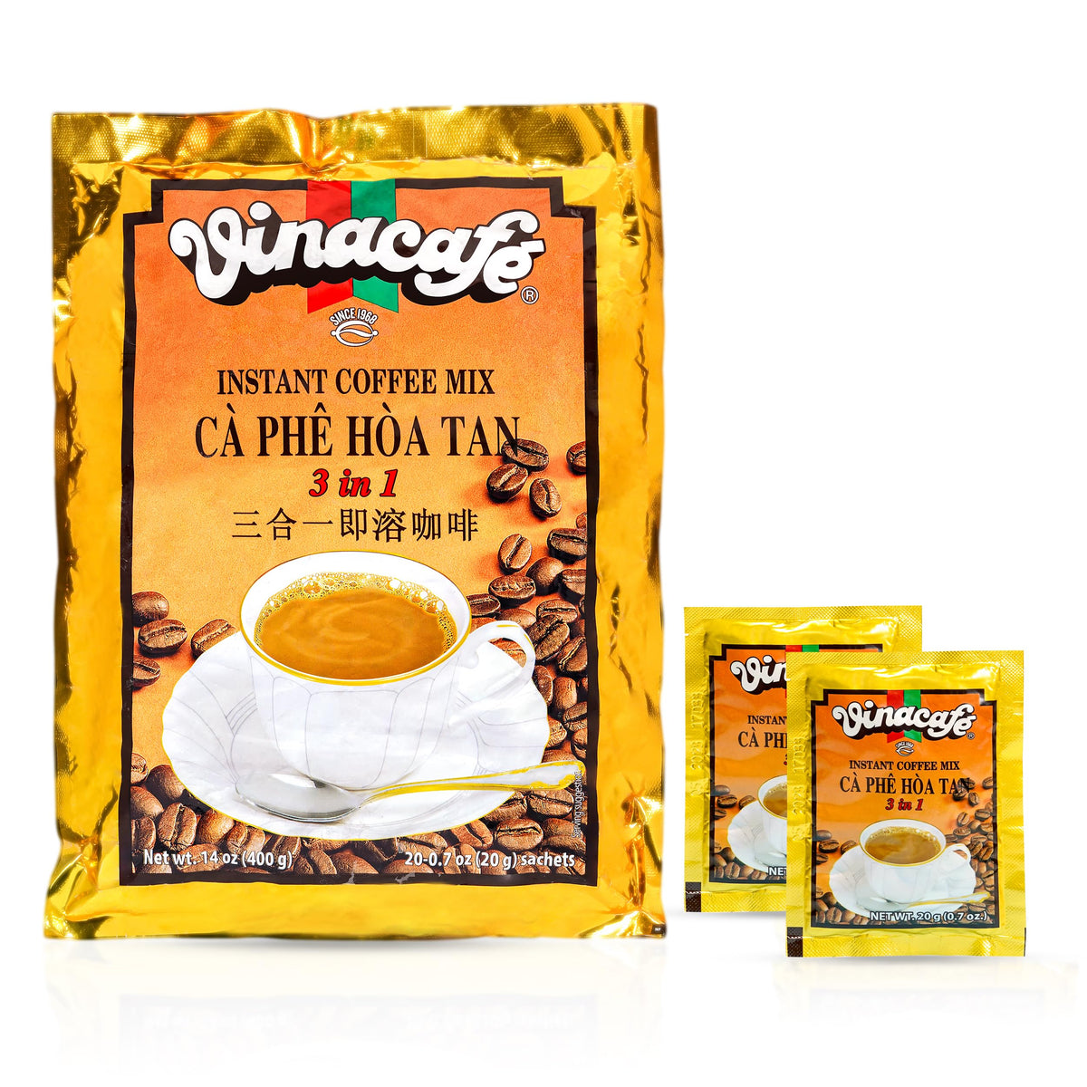 Vinacafe Instant Coffee Mix 3 In 1 (Pack Of 5 | 20 Sachets Per Bag)