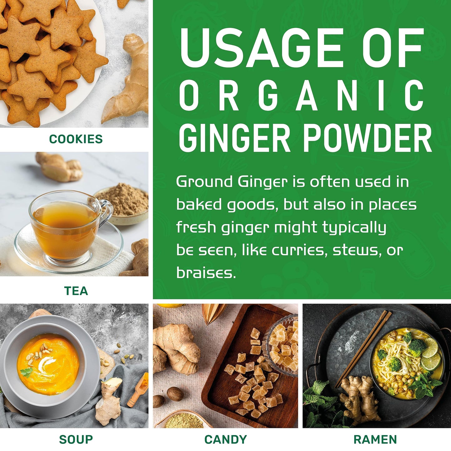 Jiva Organics Organic Ginger Root Powder, 1 LB Bulk - Non-GMO - for Cooking, Baking, Tea & More