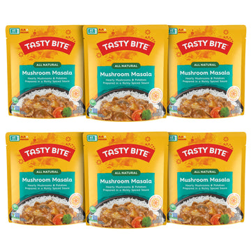 Tasty Bite Mushroom Masala, 10 Ounce, Pack of 6, Ready to Eat, Microwavable Entree, Vegan with Mushrooms & Potatoes