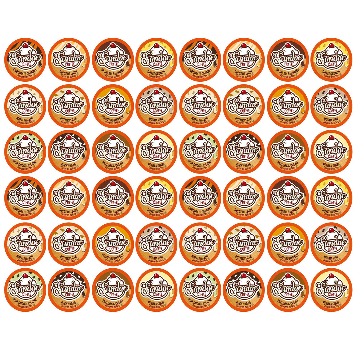 Sundae Ice Cream Flavored Coffee Pods, Compatible With 2.0 Keurig K-Cup Brewer, 48 Count (Assorted Variety Pack)