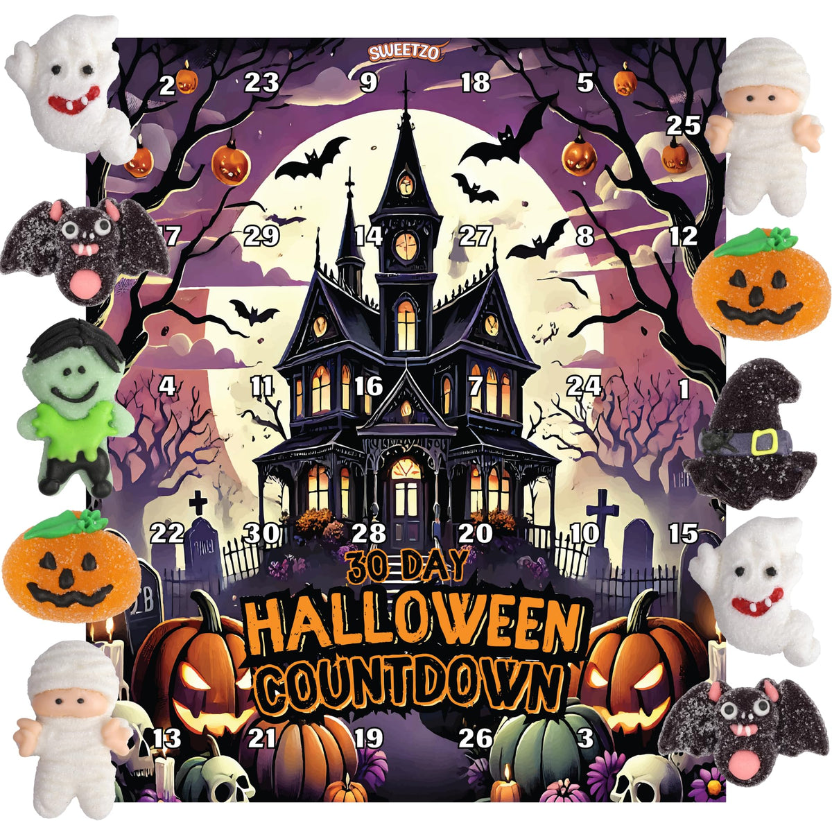 Halloween Candy Advent Calendar 2025, 30 Day Countdown, Individually Wrapped Gummies, 10.58 Ounces
