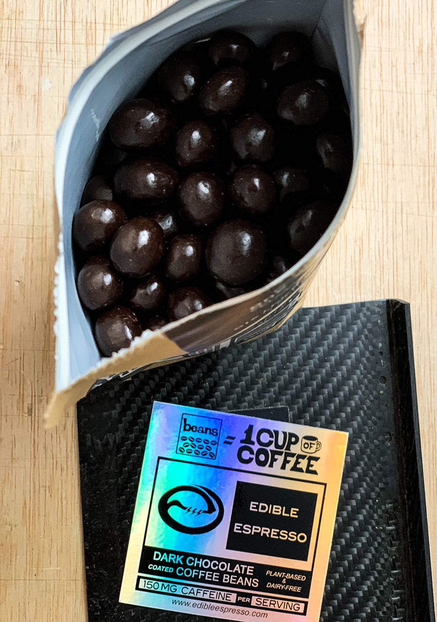 Edible Espresso Dark Chocolate Covered Coffee Beans, 150mg Caffeine, Plant-Based, Dairy-Free, 16 Ounce (Pack of 1)