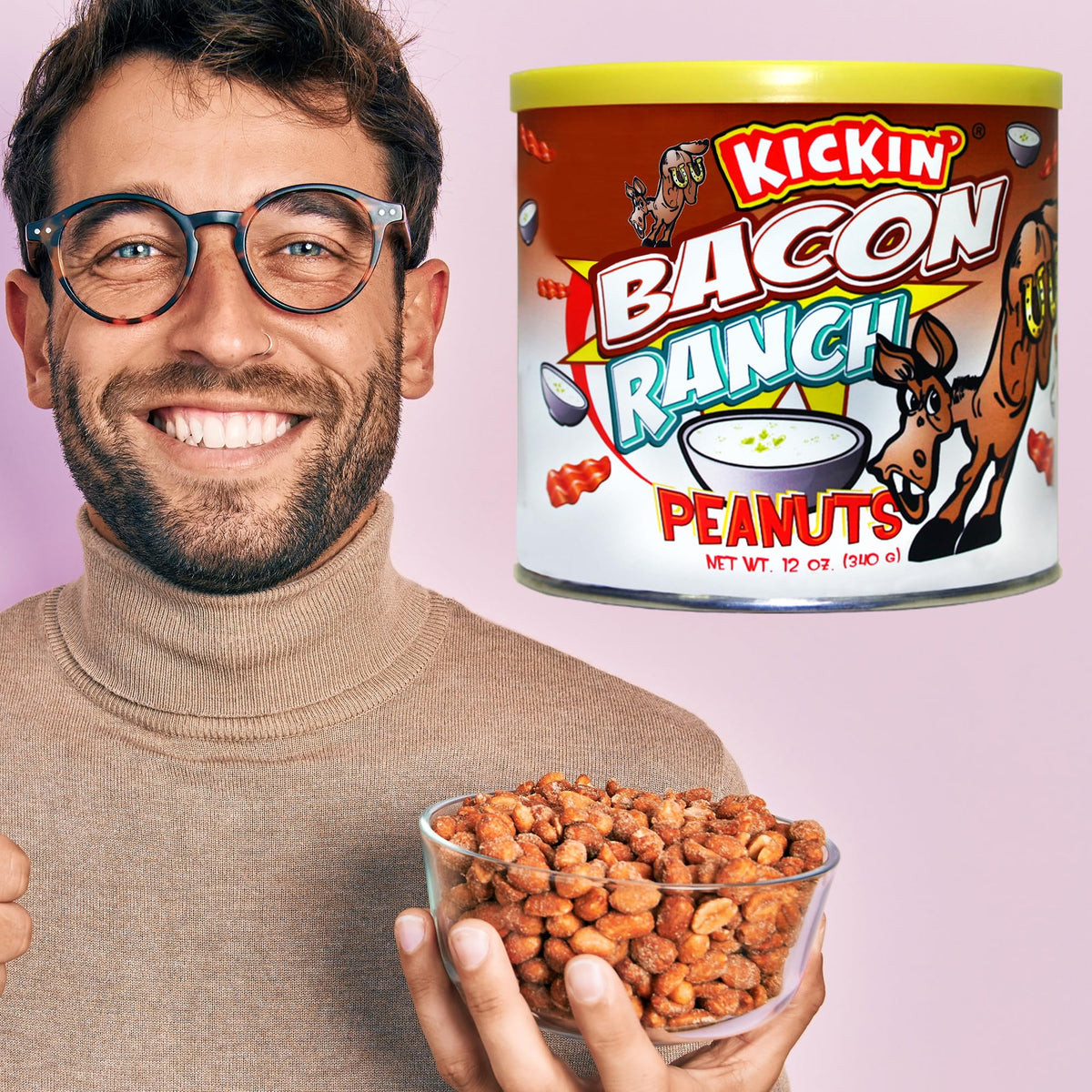 ASS KICKIN Bacon Ranch Peanuts - Gourmet Snack - 12oz - Pack of 1 - Model AK885