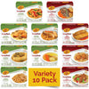 KJ Poultry Kosher Ready Meals - (10 Pack Variety - Beef, Chicken & Turkey) Prepared Entree Fully Cooked, Shelf Stable Microwave 