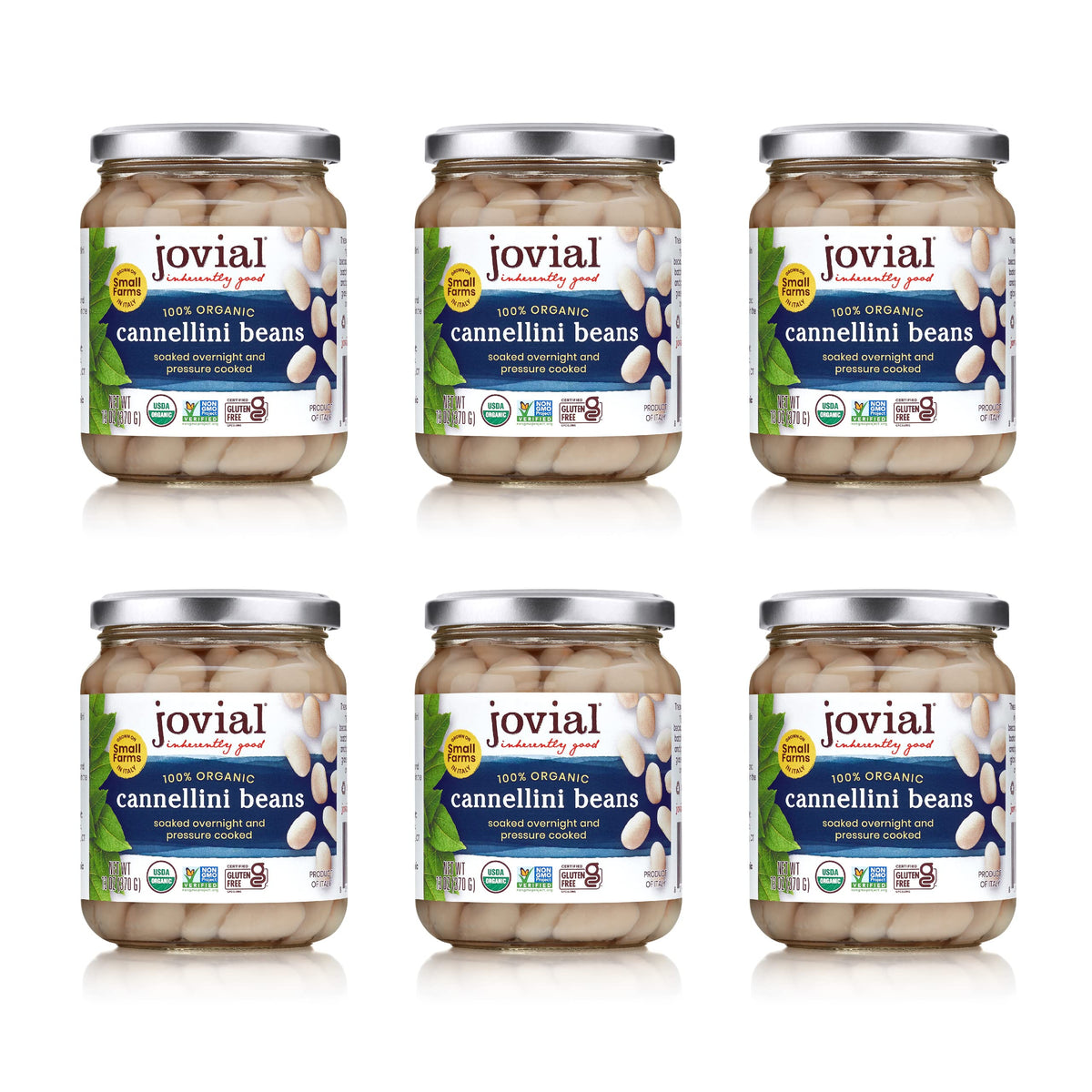 Jovial 100% Organic Cannellini - Cannellini, Organic Cannellini, No Saturated Fat, Gluten Free, Recyclable Glass, Great Source o