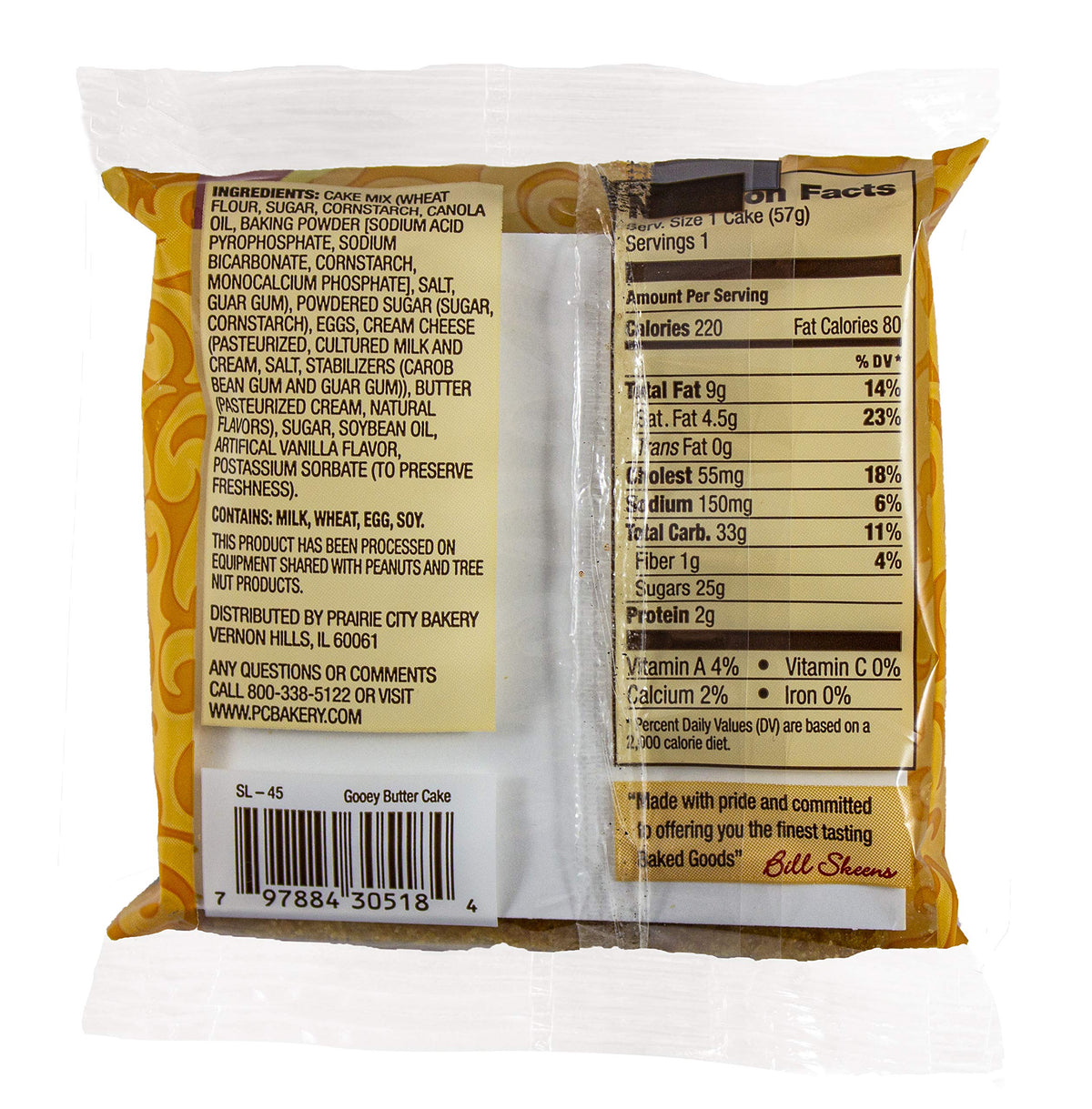 Prairie City Bakery Original Ooey Gooey Butter Cake, 3 Boxes, 30 Individually Wrapped Cakes