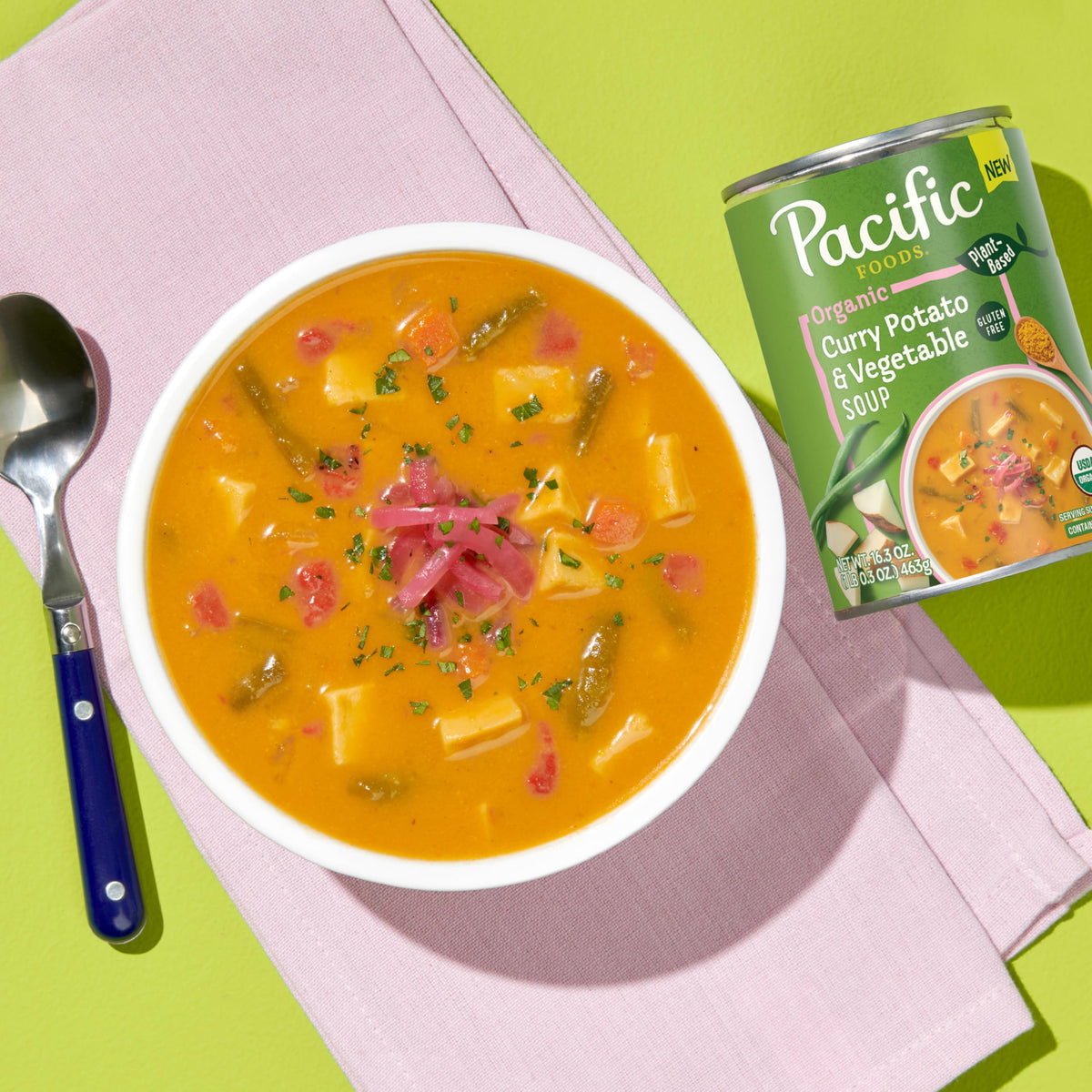 Pacific Foods Organic Curry Potato and Vegetable Soup, 16.3 oz Can