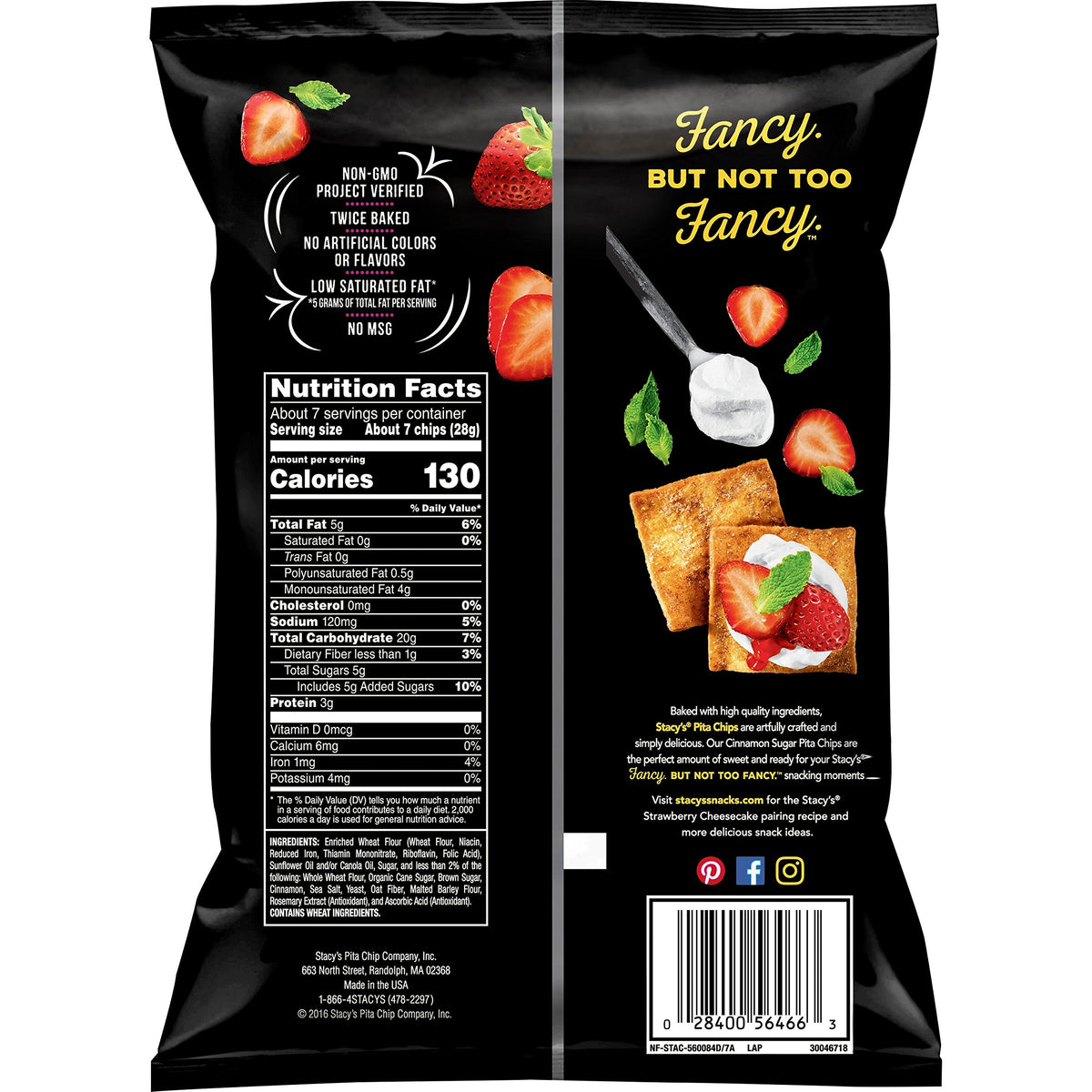 Stacys Cinnamon Sugar Pita Chips, 7.3 Ounce, Flavored Snack, Pack of 1