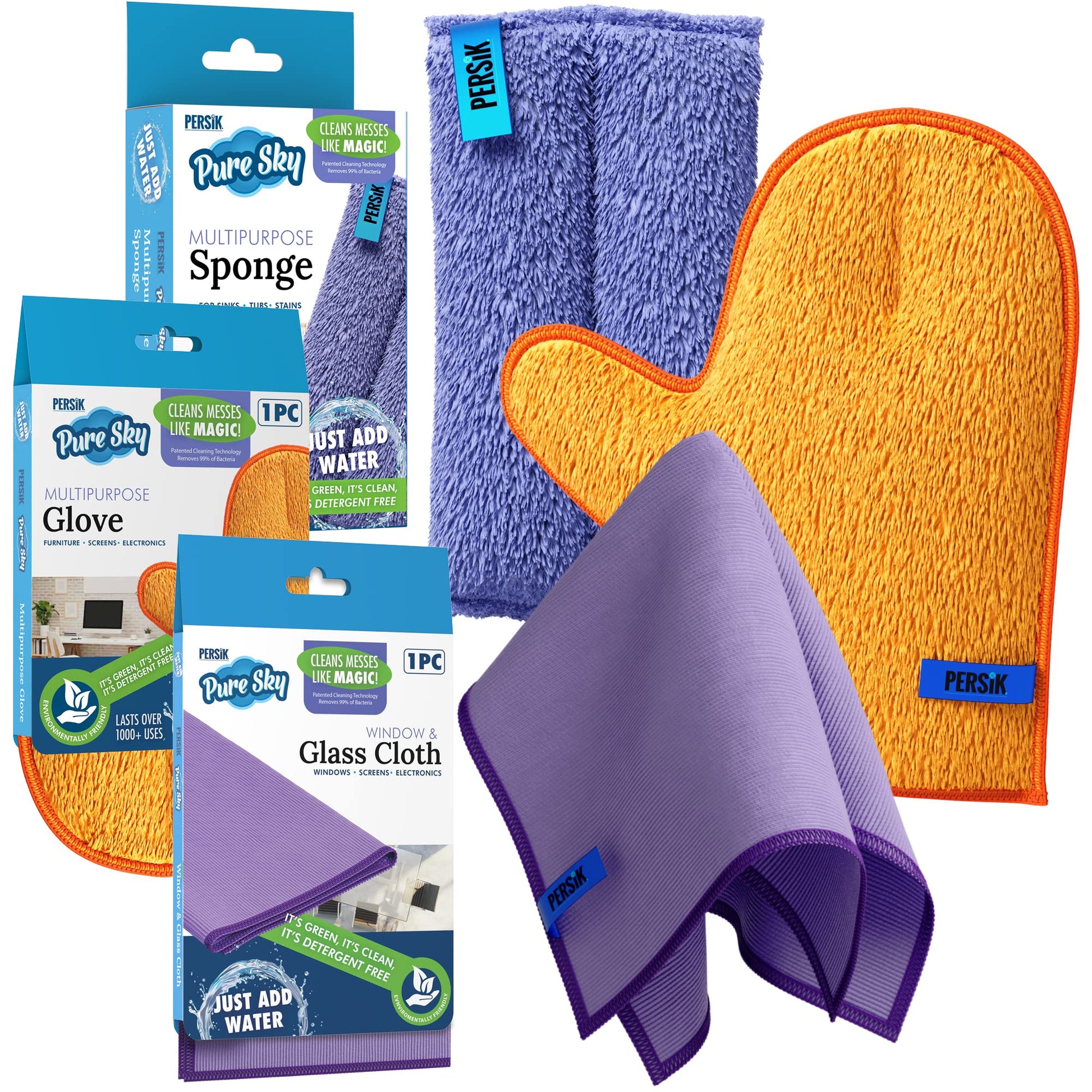 Pure-Sky Ultra-Microfiber Cleaning Cloth - Just Add Water No Detergents Needed - Includes Window And Glass Cleaning Towel Streak