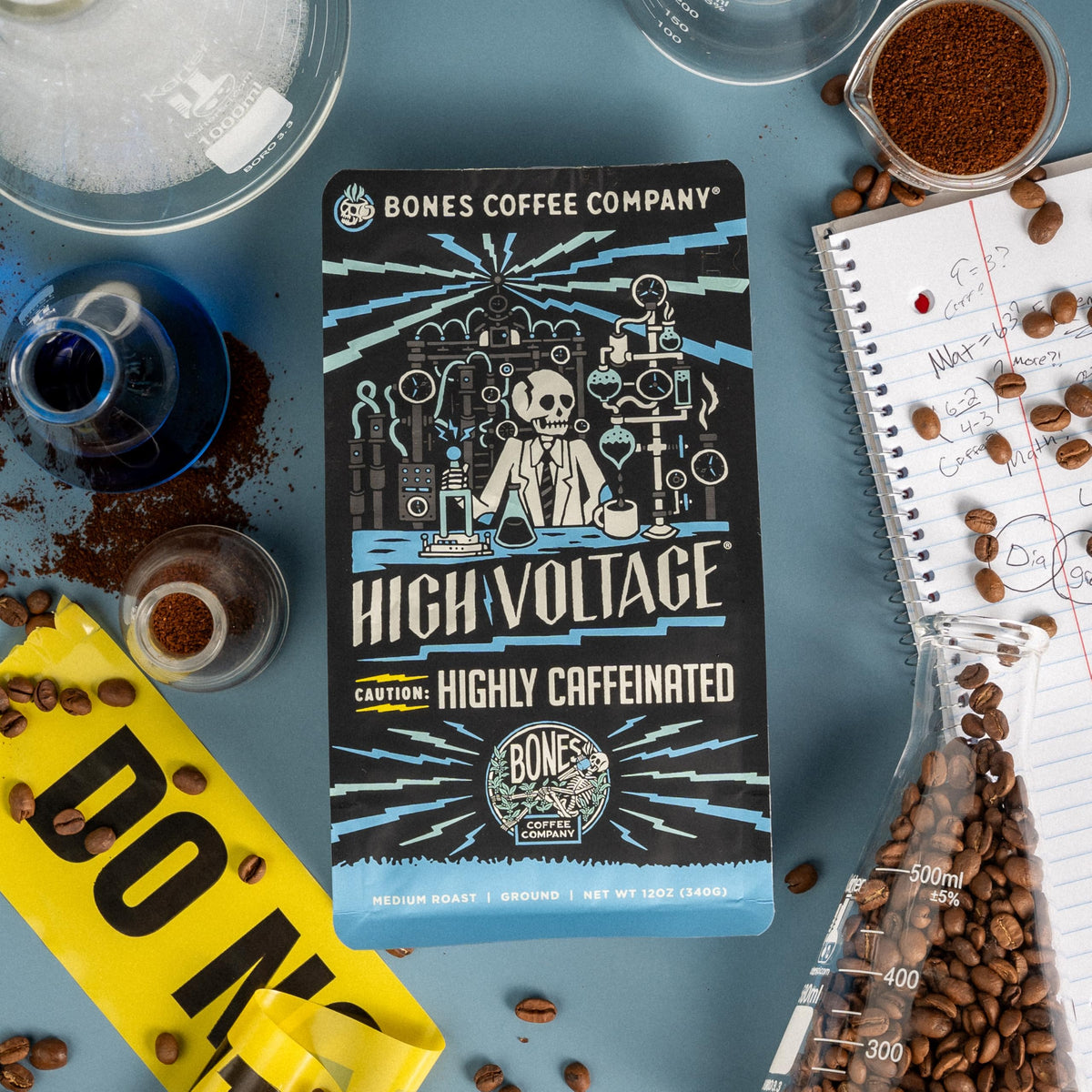 Bones Coffee Company High Voltage Ground Coffee Beans Highly Caffeinated, Low Acid Flavored Coffee, Made With Arabica Coffee Bea