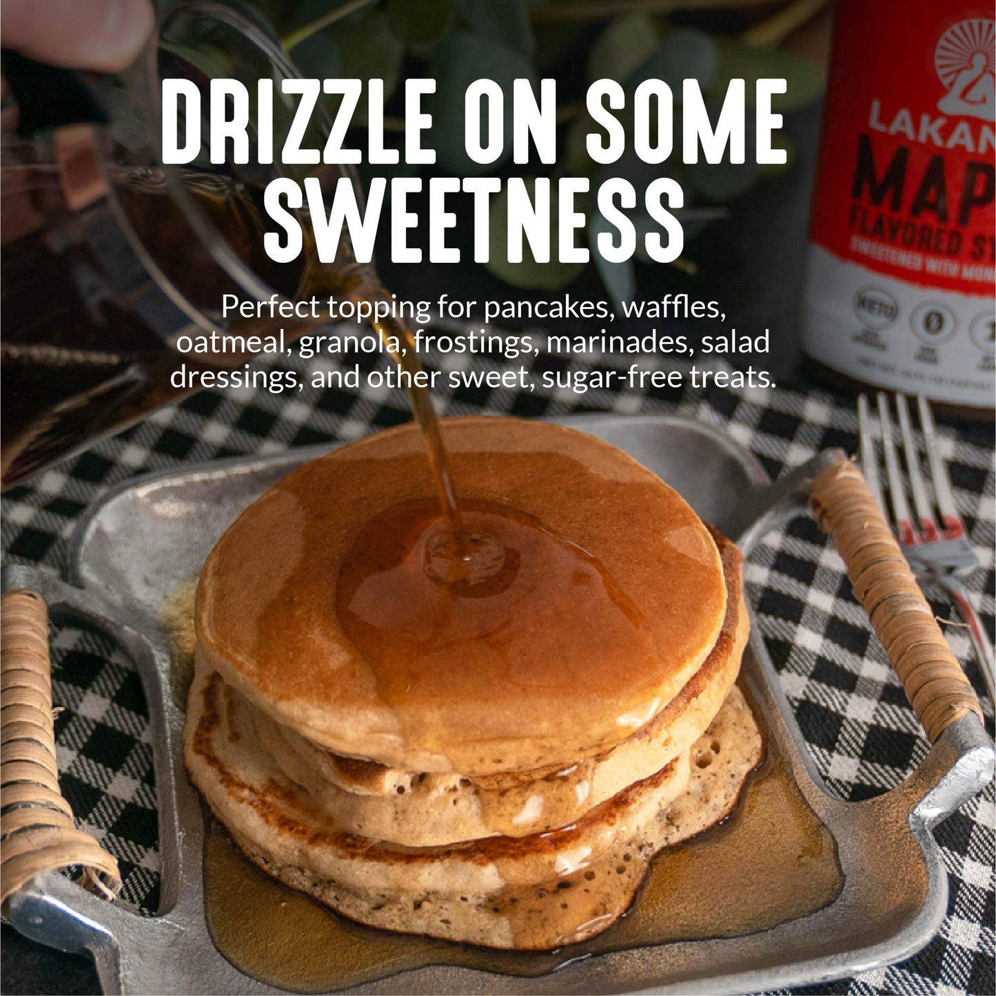 Lakanto Sugar Free Maple Syrup - Monk Fruit Sweetener, Keto Friendly, 13 Fl Oz (Pack of 2)