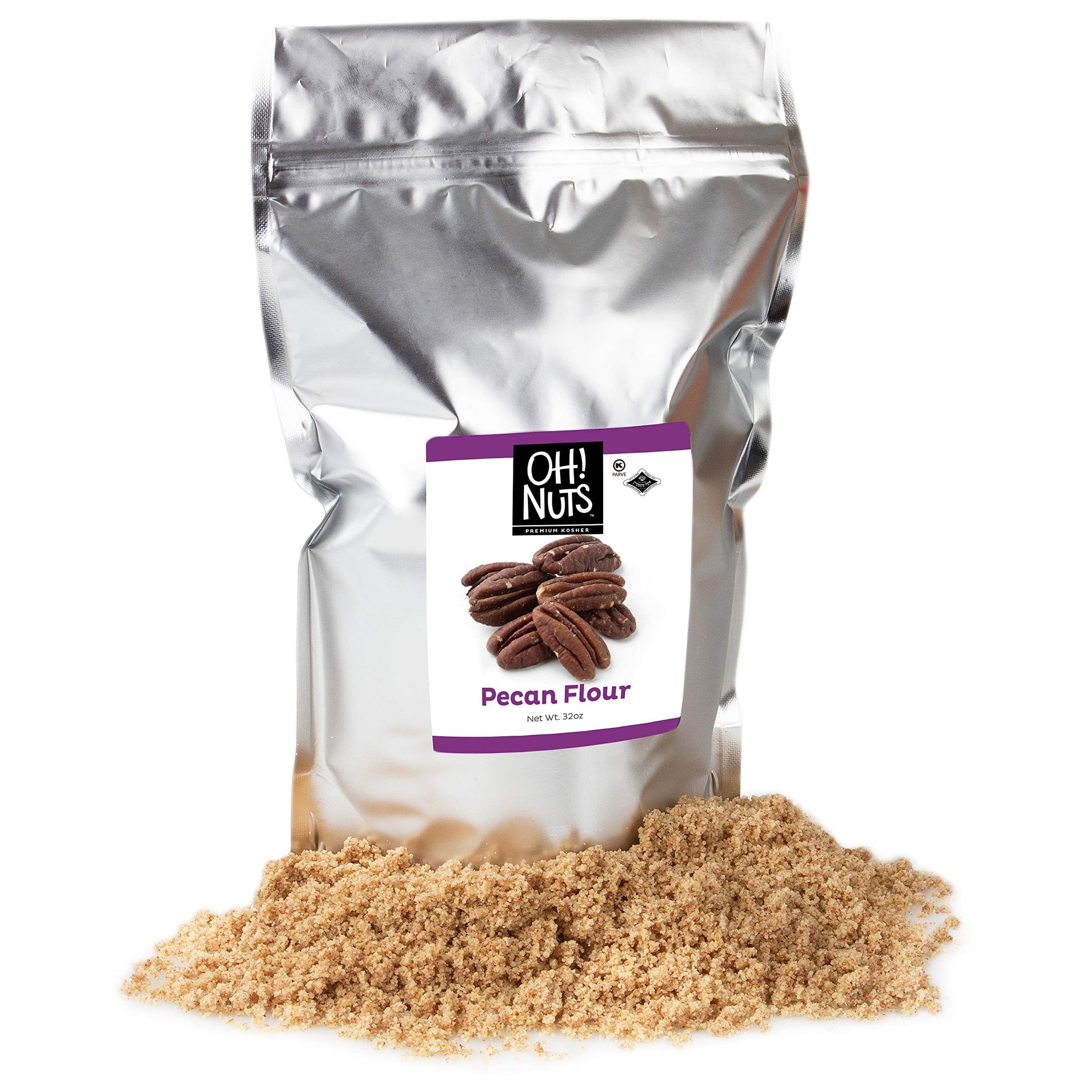 Oh! Nuts Ground Pecan Flour | 2lb Bulk Bag Fresh Keto-Friendly All Natural Nut Meal Substitute for Gluten-Free Baking, Certified
