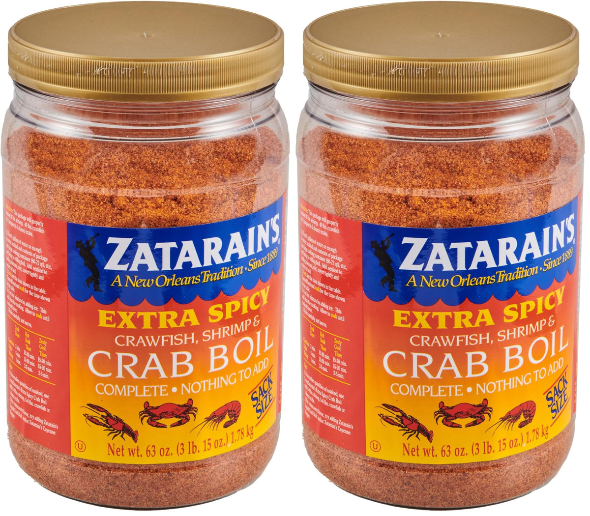 Zatarains Extra Spicy Crawfish, Shrimp & Crab Boil, 63 oz (Pack of 2)