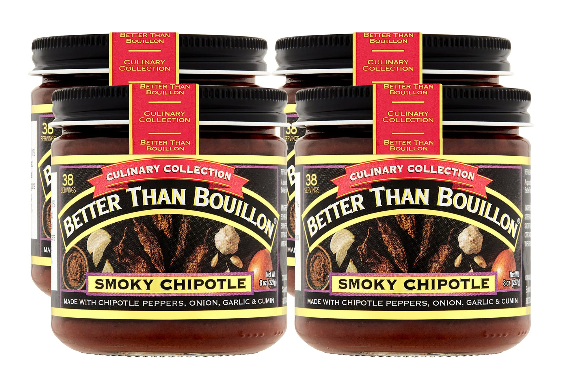 Better Than Bouillon Culinary Collection Base, Smoky Chipotle Base, Contains 38 Servings Per Jar, 8-Ounce Glass Jar (Pack Of 4)