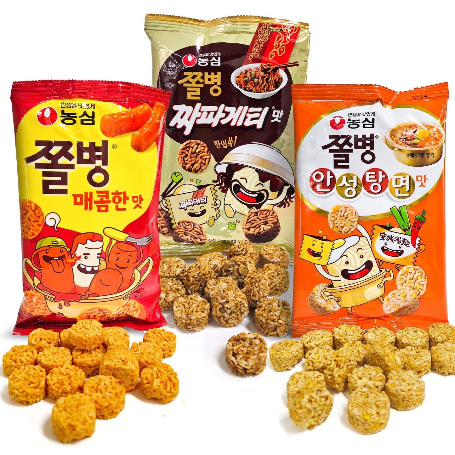 JOAYO JJOL BYEONG SNACK 3 Packs - Crushing Ramen Noodle Snack for School, Office, Kids, Teen, Boys, Girls, Adults/Hot (82g), Cha