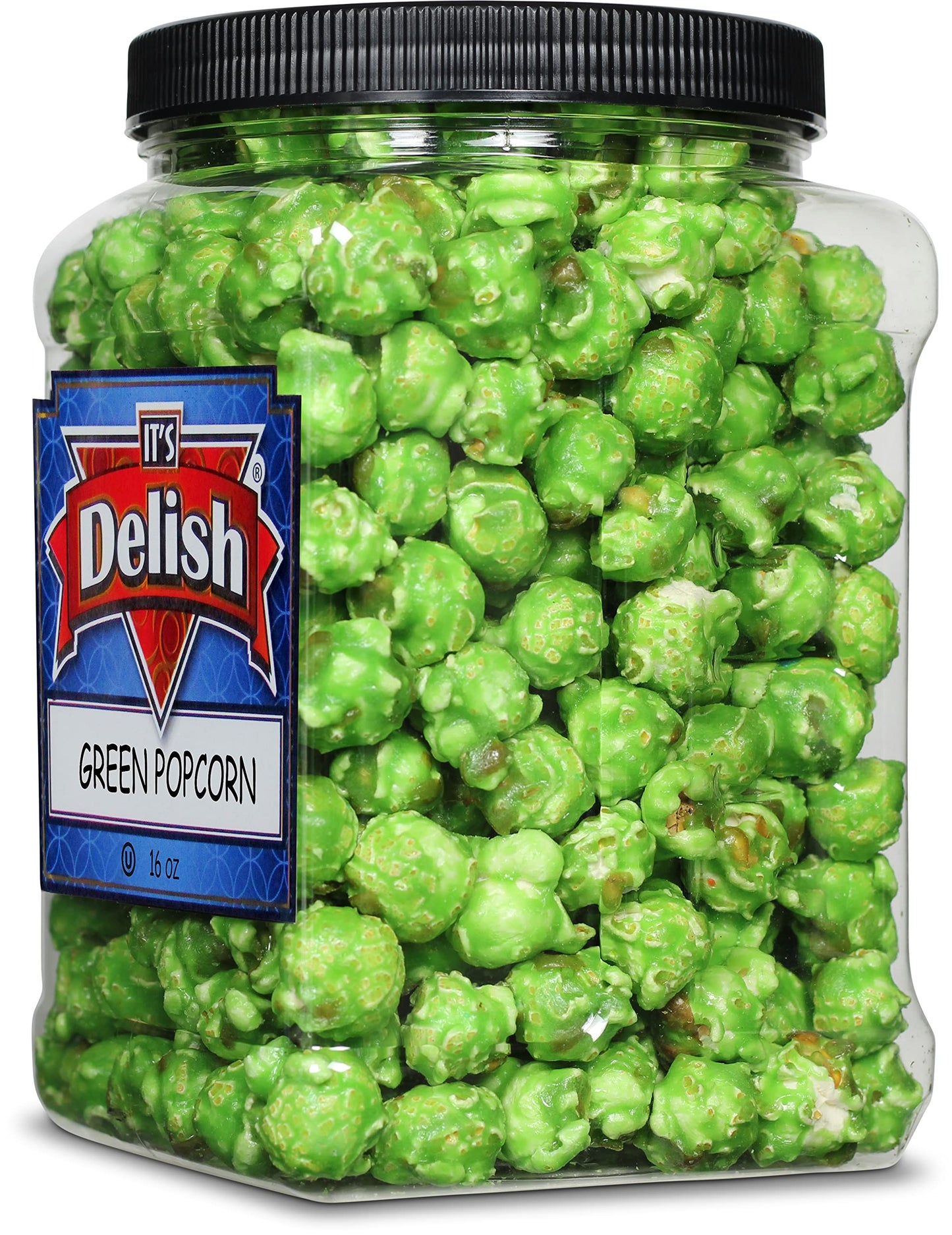 Gourmet Green Apple Flavored Popcorn by Its Delish, 16 Oz Jumbo Container | Bulk Air Popped Pop Corn Snack - Fruity Green Theme