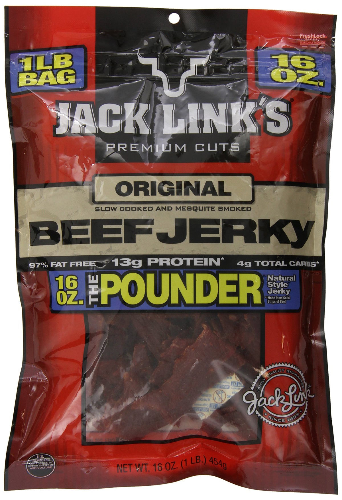 Jack Links Jerky Original, 16 Ounce, 1 Pound (Pack of 1), Model 234613