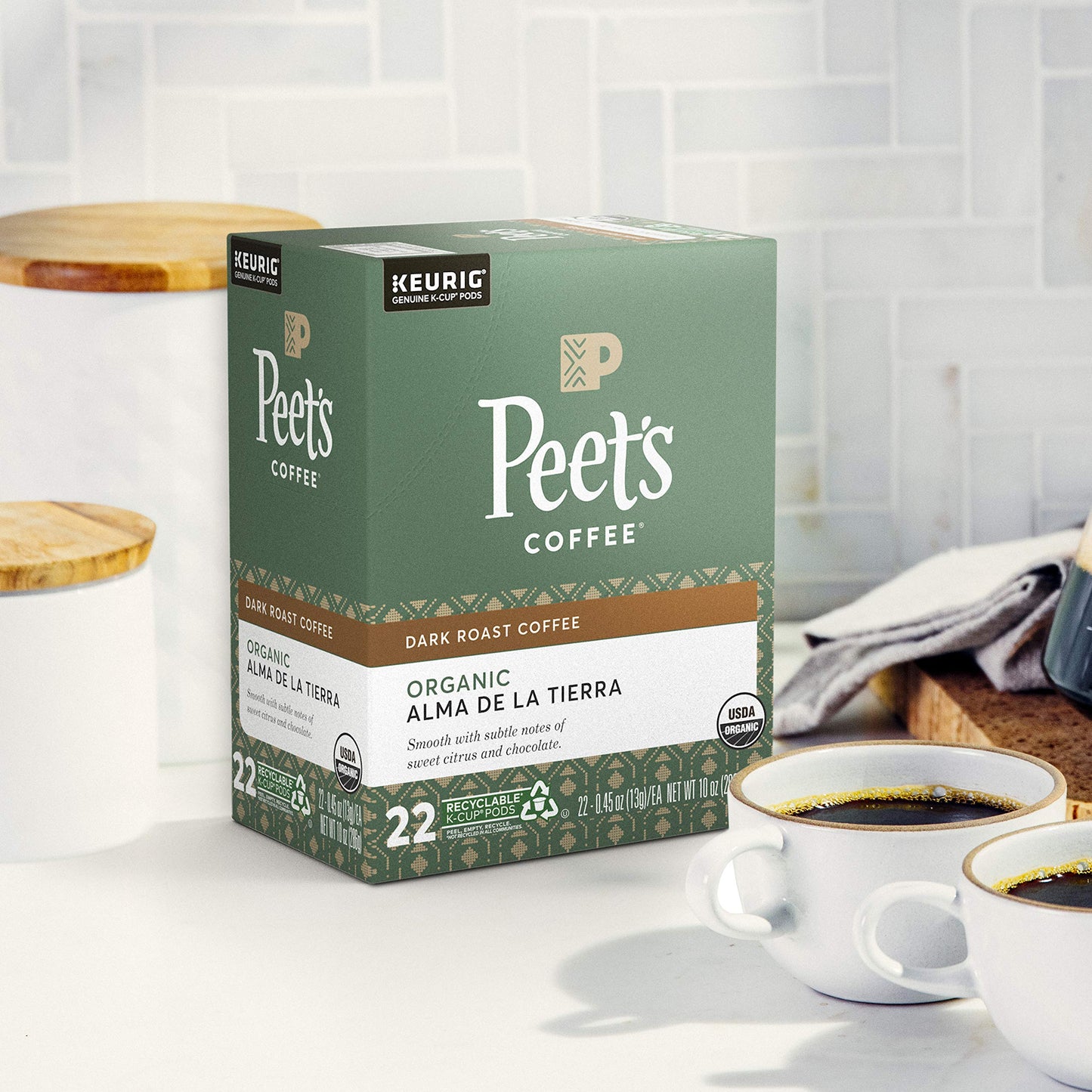 Peets Coffee K-Cup Coffee Pods, Dark Roast, 22 Count, Compatible with Keurig malt-inspired
