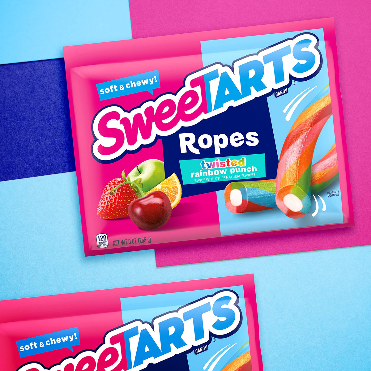 SweeTARTS Ropes, Twisted Rainbow Punch Candy, 9 Ounce Pouch (Pack of 2)