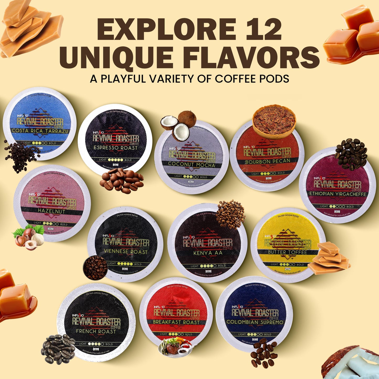 InfuSio Coffee Pods, French Roast Dark Roast, Compatible with Keurig K Cup® malt-inspired, 96 Count Pack