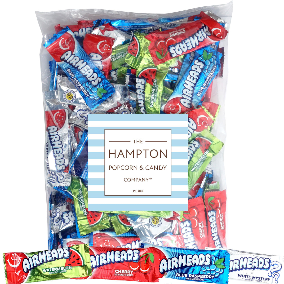 Airheads Candy Mini Bars, Assorted Flavors, 2 Pounds (Approx. 70 Pieces) Airheads Bulk Bag, Individually Wrapped Candy, Mini Air