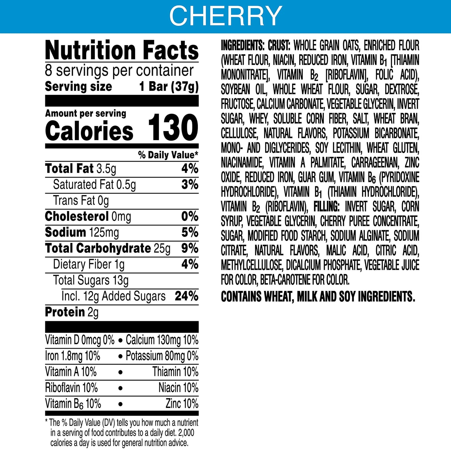 Nutri Grain Soft Baked Breakfast Bars, Cherry, Whole Grain, 10.4 oz (8 Count)
