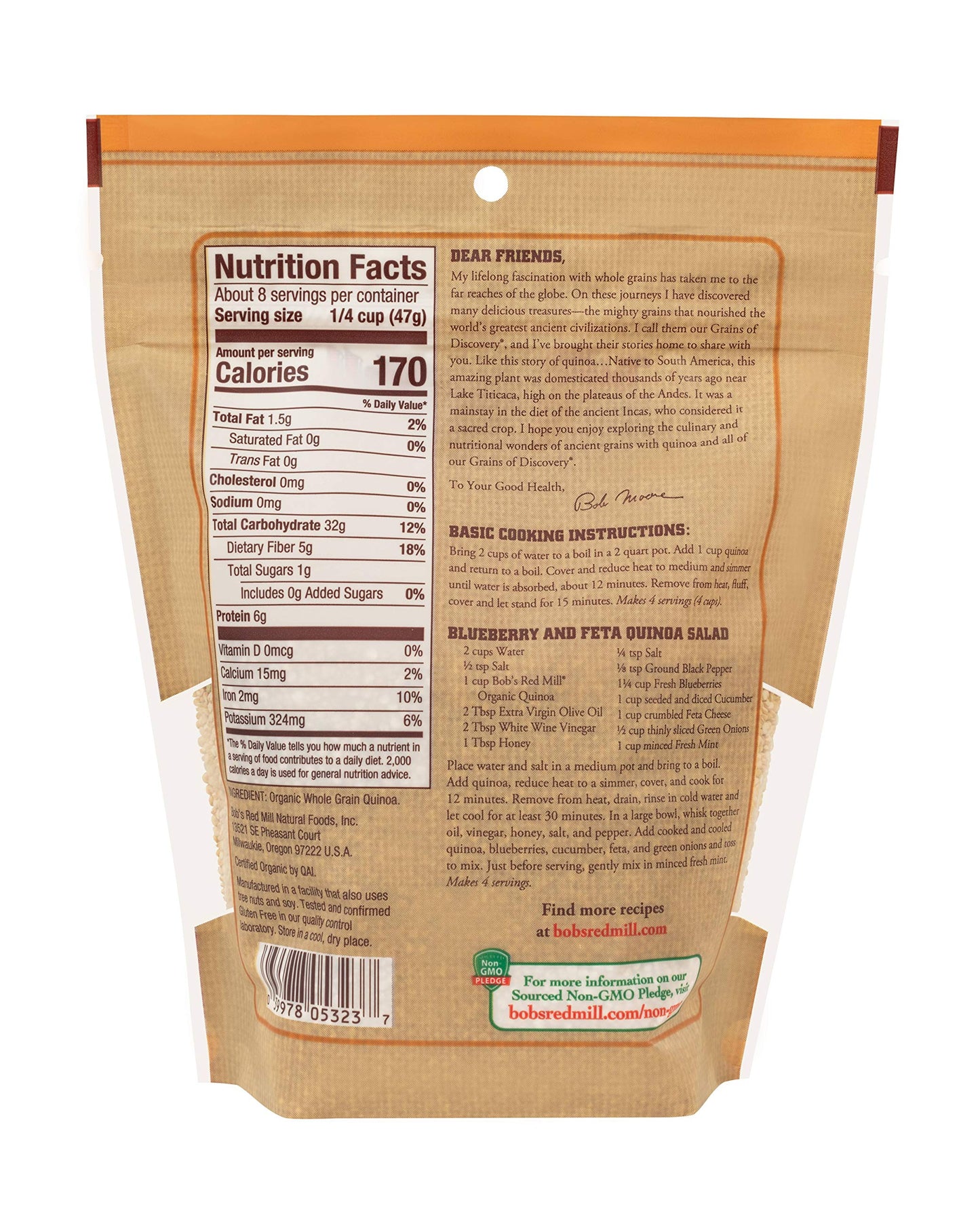 Bobs Red Mill Organic White Quinoa, 13 Oz