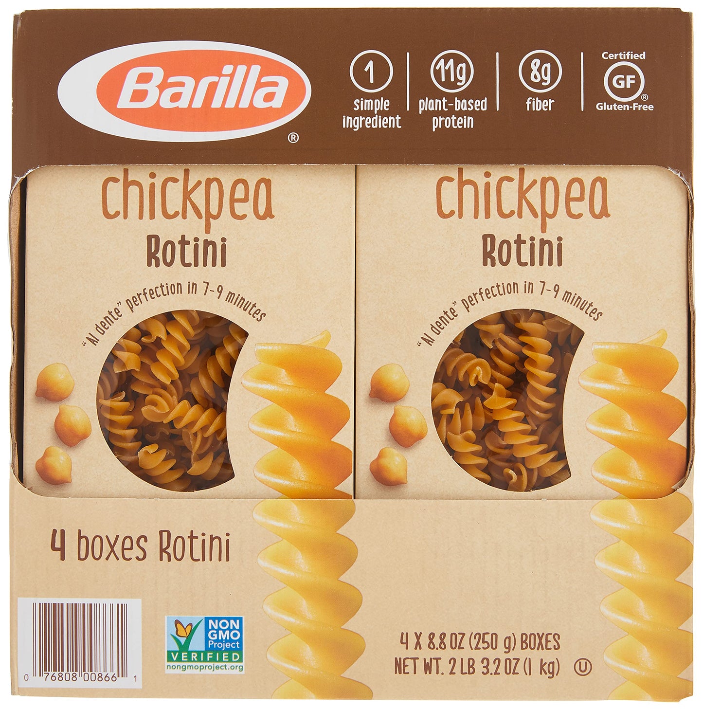 Barilla Chickpea Rotini Pasta 4/8oz Net Wt 35.2 Ounce