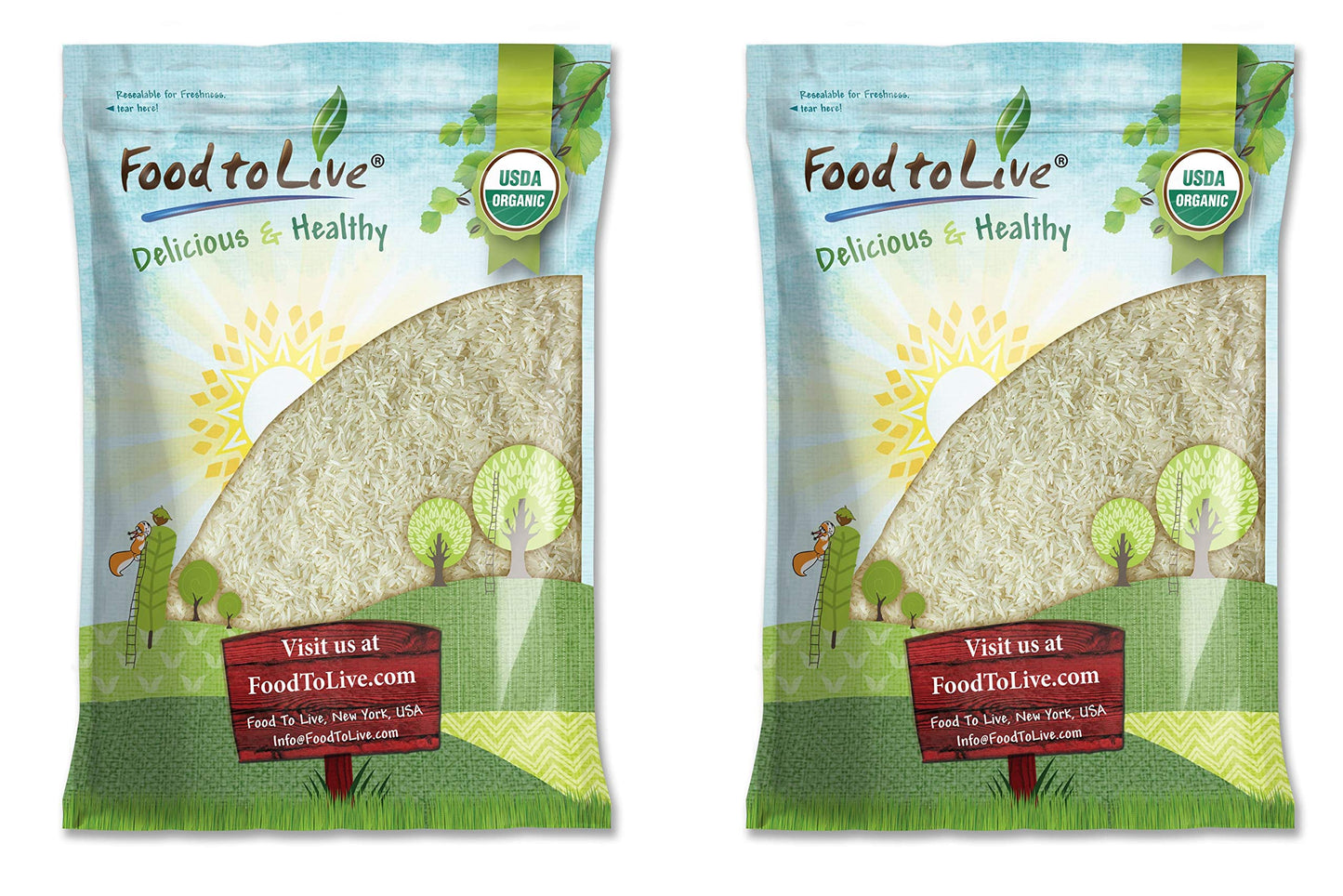 Food to Live Organic White Basmati Rice, 25 Pounds - Non-GMO, Long-Grain Rice Variety, Fragrant, Kosher, Vegan, Bulk. Non-Irradi