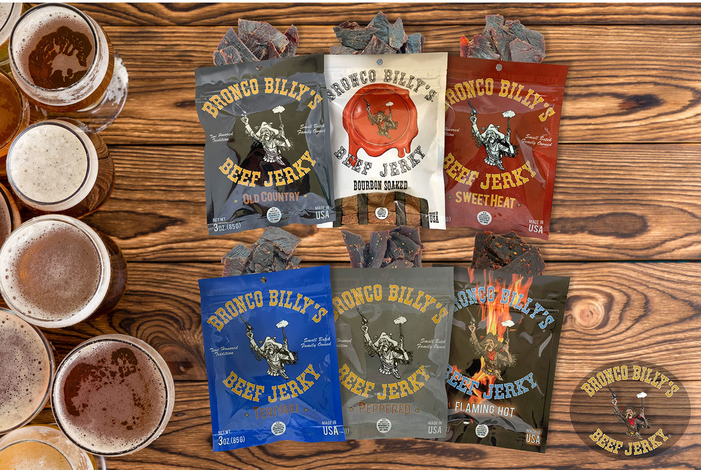 Bronco Billys Beef Jerky 6 Pack Sampler - 3 Ounce (Pack of 6)