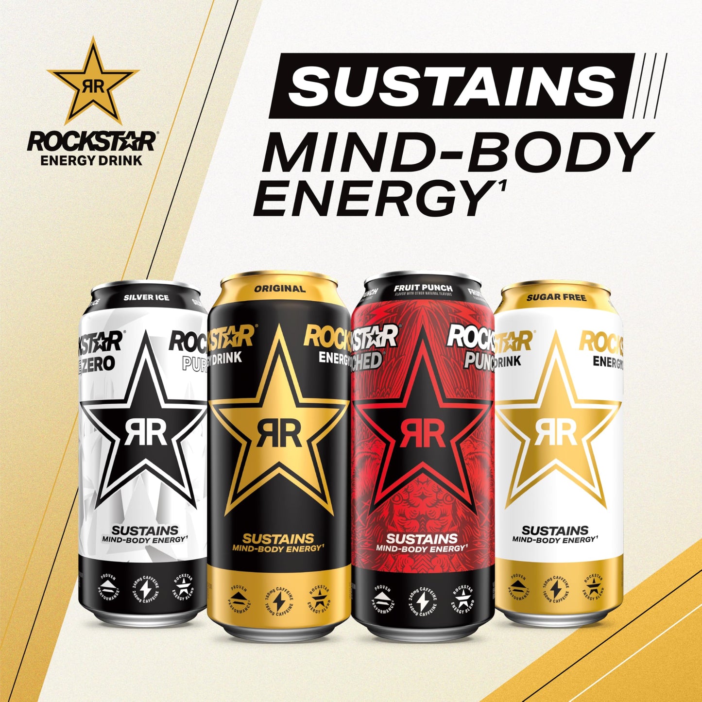 Rockstar Zero Carb Energy Drink, 16 Fl Oz (Pack of 12), Model 00012000240355