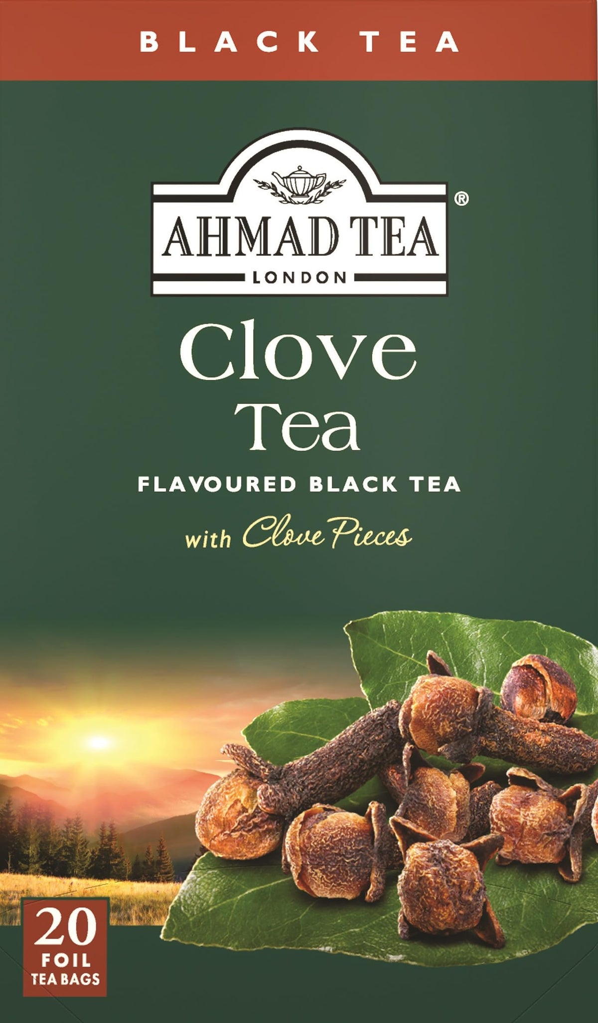 Ahmad Tea Black Tea, Clove Teabags, 20 ct (Pack of 1) - Caffeinated & Sugar-Free
